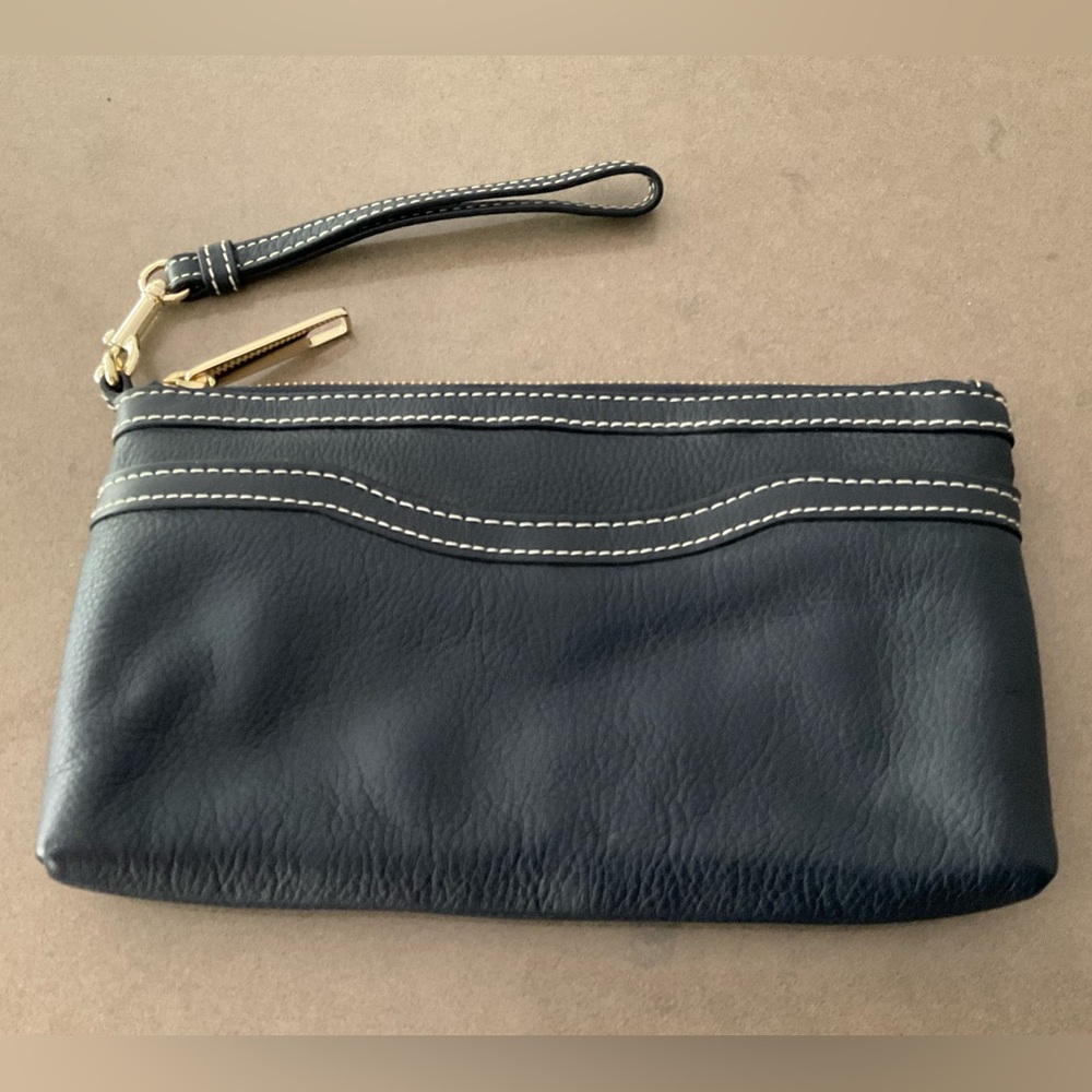 Talbots Leather Wristlet Navy Leather